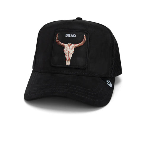 Goorin Bros Dead Skull Adjustable Suede Trucker Snapback Hat - Black