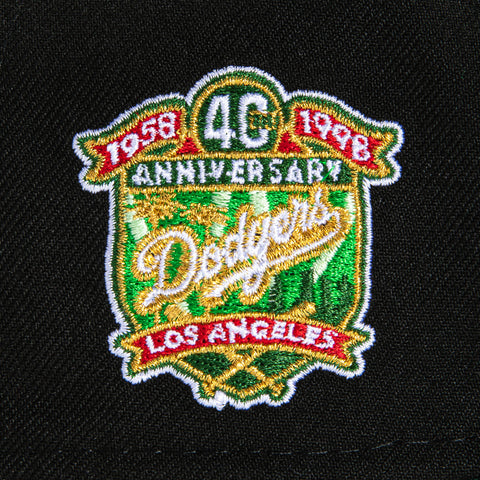 New Era 9Forty A-Frame Los Angeles Dodgers 40th Anniversary Patch Word Snapback Hat - Black, Green