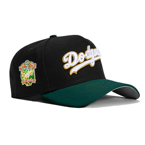 New Era 9Forty A-Frame Los Angeles Dodgers 40th Anniversary Patch Word Snapback Hat - Black, Green