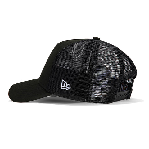 New Era 9Forty A-Frame Trucker Los Angeles Dodgers 50th Anniversary Stadium Patch Upside Down Snapback Hat - Black