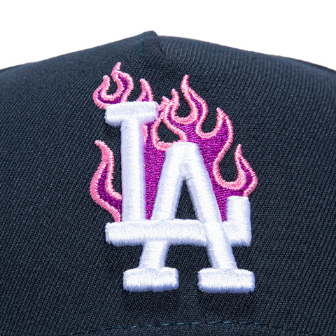 New Era 9Forty A-Frame Los Angeles Dodgers 40th Anniversary Patch Flame Snapback Hat - Navy, Black