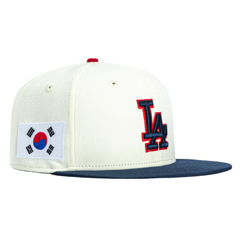 New Era 59Fifty Los Angeles Dodgers Korea Flag Patch Hat - White, Navy, Red