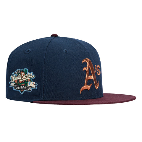 New Era 59Fifty Oakland Athletics Battle of the Bay Patch Hat - Navy, Maroon, Metallic Copper