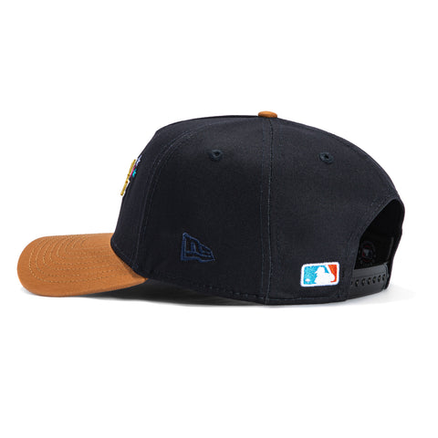 New Era 9Forty A-Frame Atlanta Braves 2025 All Star Game Patch Script Snapback Hat - Navy, Khaki