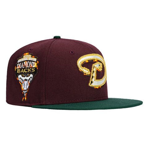 New Era 59Fifty Tortoise Shell Arizona Diamondbacks Inaugural Patch D Hat - Maroon, Green