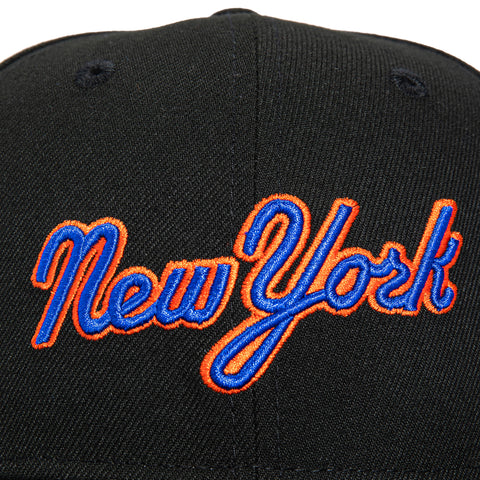 New Era 59Fifty New York Mets Let's Go Mets Patch Script Hat - Black, Royal, Orange
