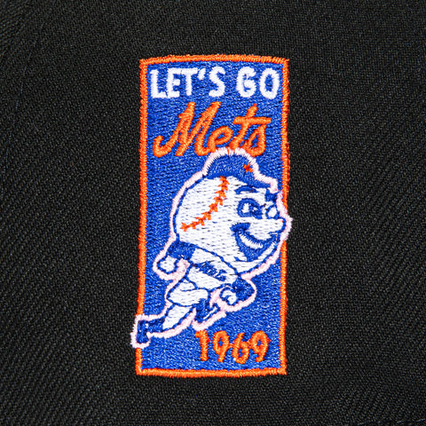 New Era 59Fifty New York Mets Let's Go Mets Patch Script Hat - Black, Royal, Orange