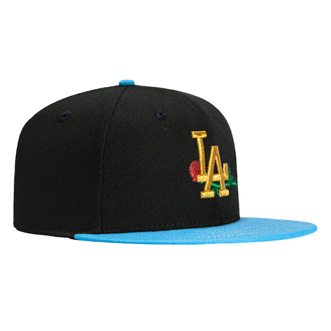 New Era 59Fifty Los Angeles Dodgers Rose Hat - Black, Light Blue, Metallic Gold