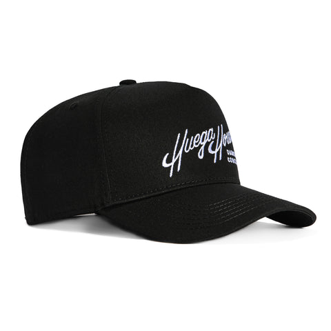 Huega House Retro Script Snapback Hat - Black