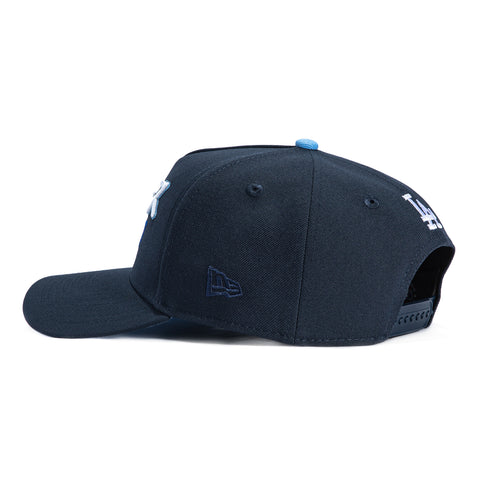 New Era 9Forty A-Frame Los Angeles Dodgers Shohei Ohtani 50/50 Patch Kanji Script Snapback Hat - Navy, Light Blue