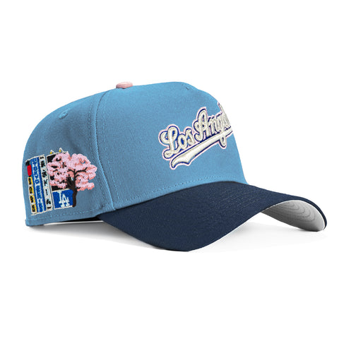 New Era 9Forty A-Frame Los Angeles Dodgers 2025 Tokyo Series Patch Script Snapback Hat - Indigo, Navy