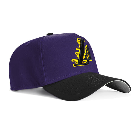 New Era 9Forty A-Frame Los Angeles Lakers Snapback LA Motion Hat - Purple, Black