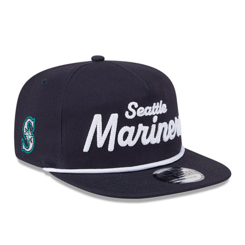 New Era Golfer Team Chain Stitch Seattle Mariners Logo Patch Snapback Hat - Navy