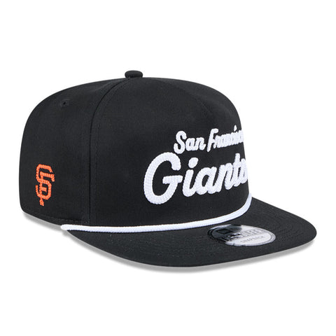 New Era Golfer Team Chain Stitch San Francisco Giants Logo Patch Snapback Hat - Black