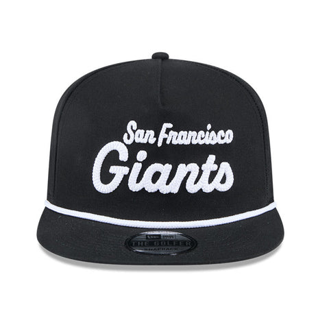 New Era Golfer Team Chain Stitch San Francisco Giants Logo Patch Snapback Hat - Black